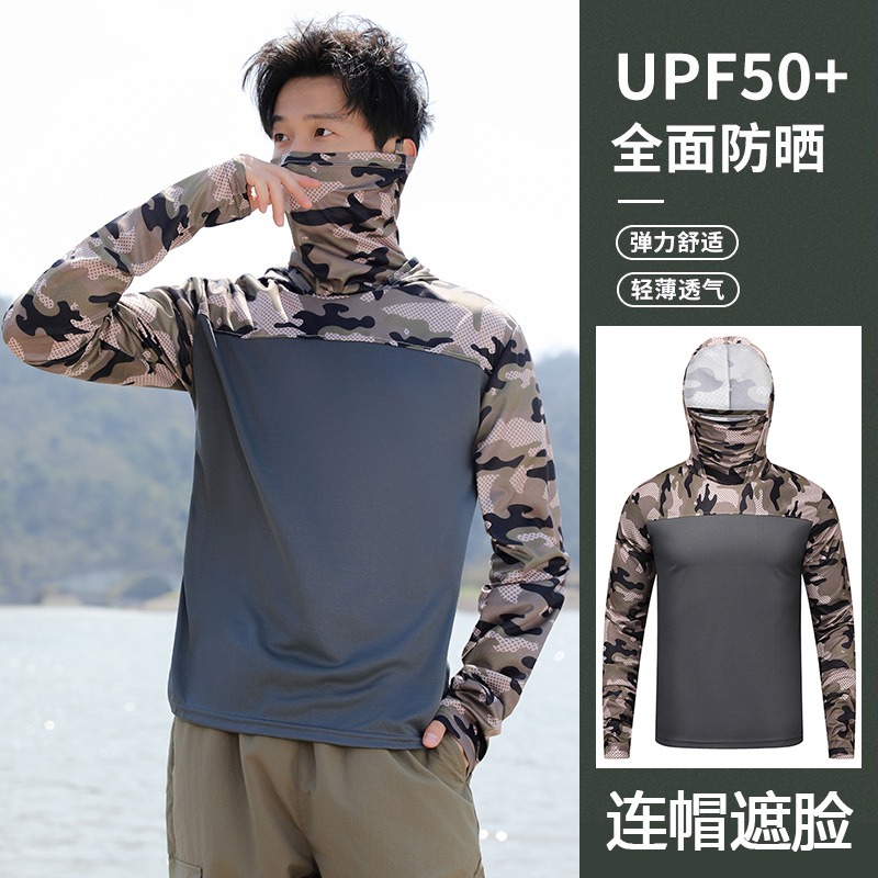 Fishing Shirt Hooded Men Sunsc - Fishing Mask Sun Protection のレビューと価格