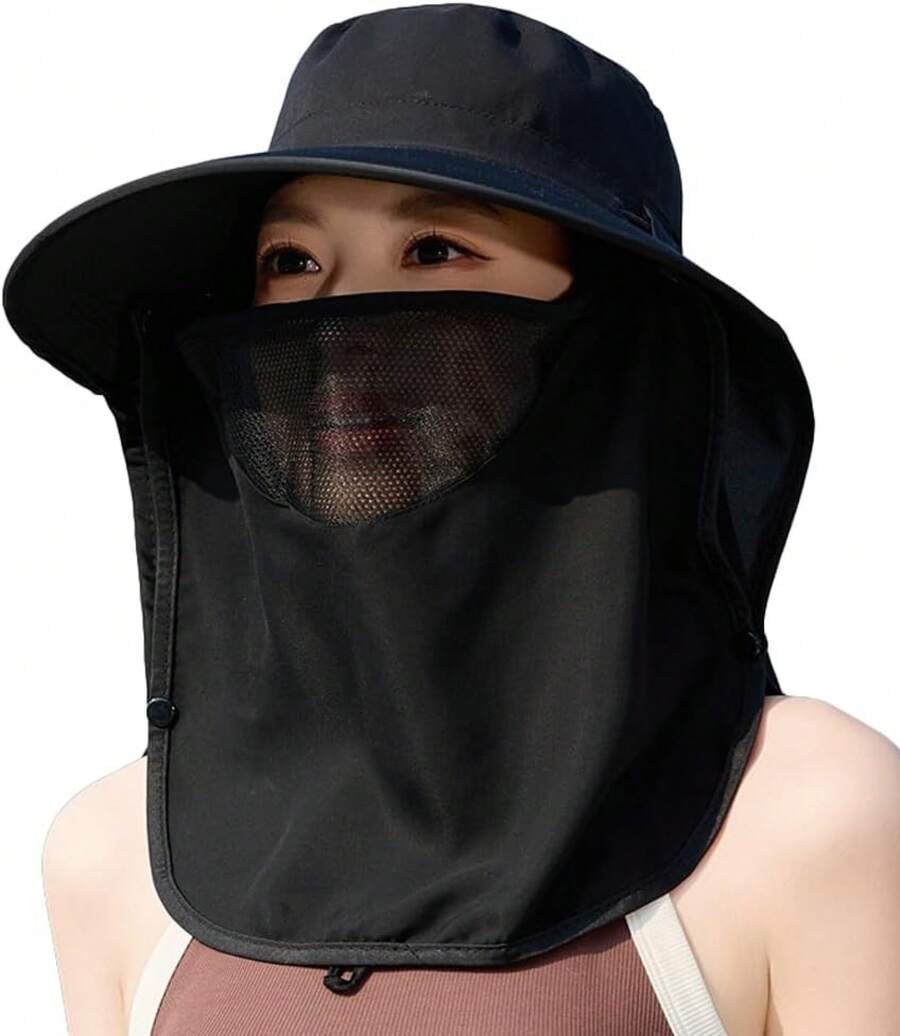Women Wide Brim Sun Hat With F - Fishing Mask Sun Protection のレビューと価格
