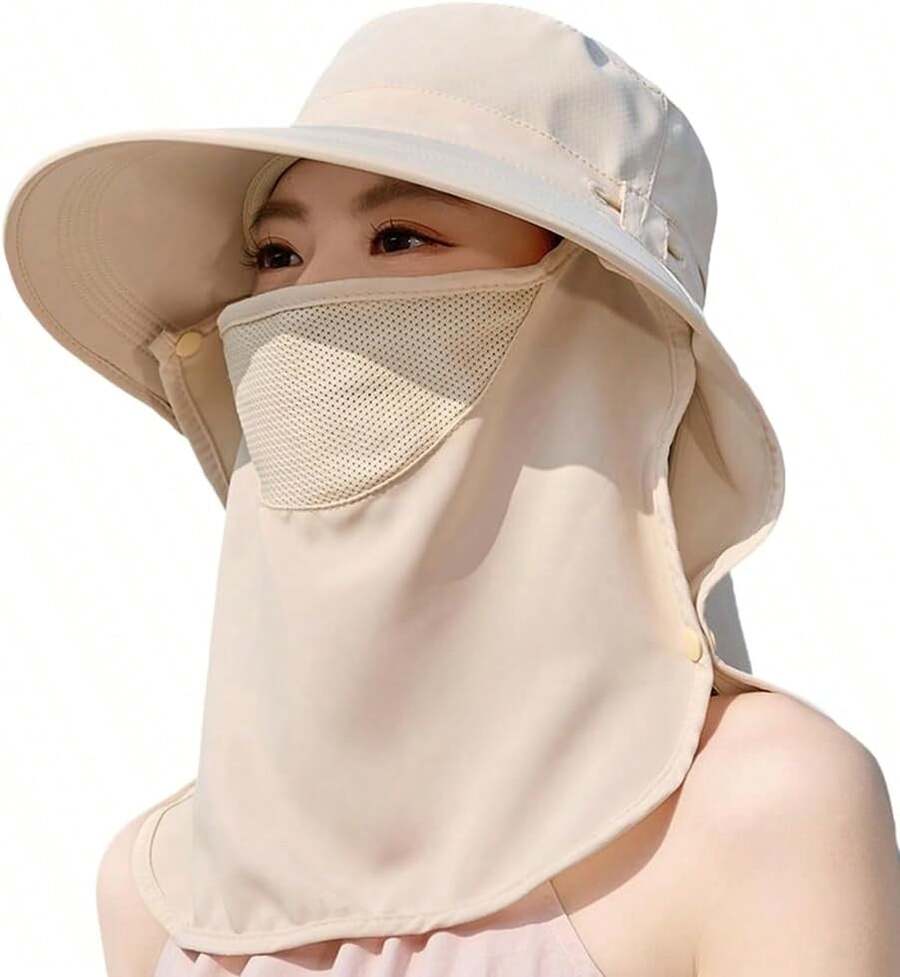 Women Wide Brim Sun Hat With F - Fishing Mask Sun Protection のレビューと価格