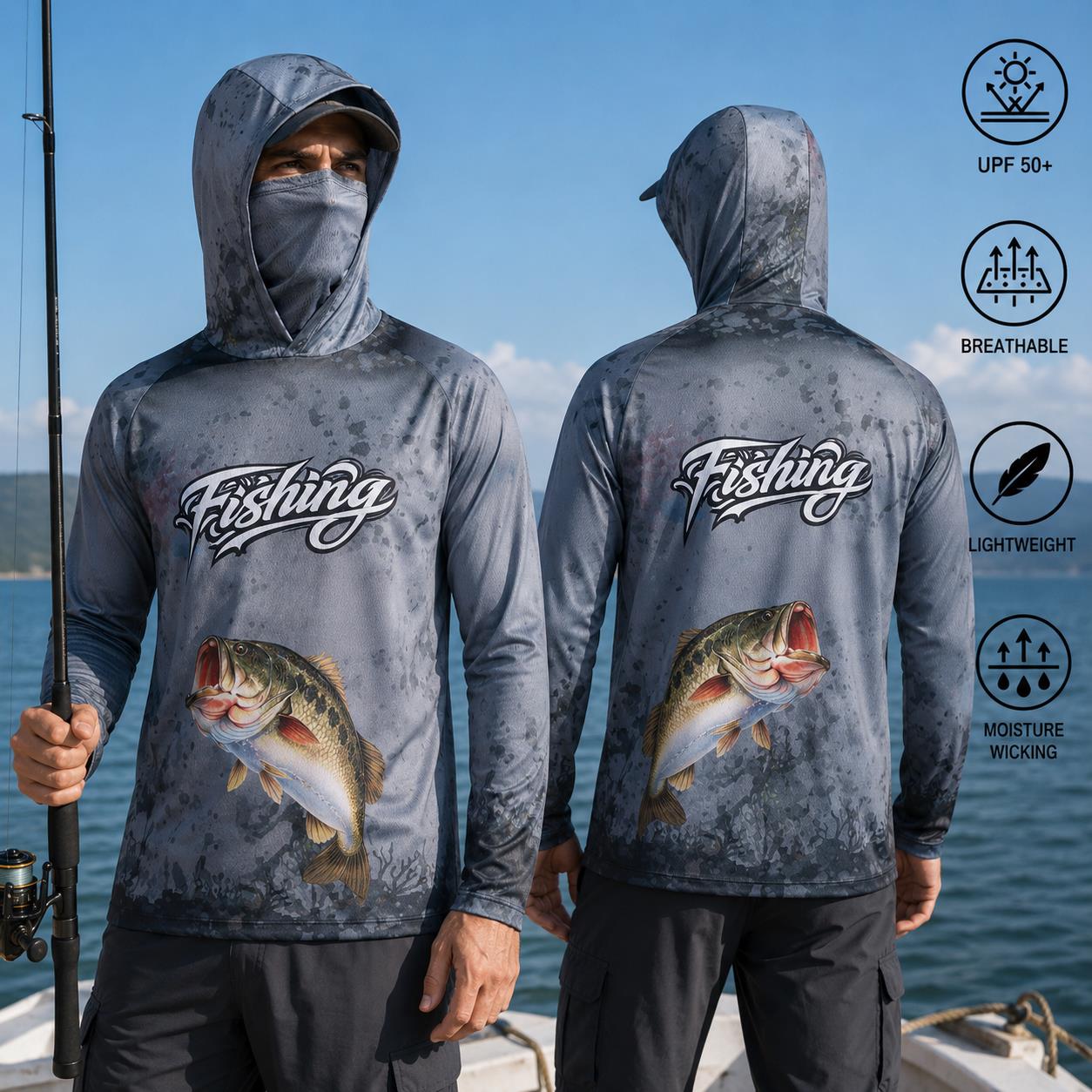 Fishing Shirt Hooded Men Fishi - Fishing Mask Sun Protection のレビューと価格