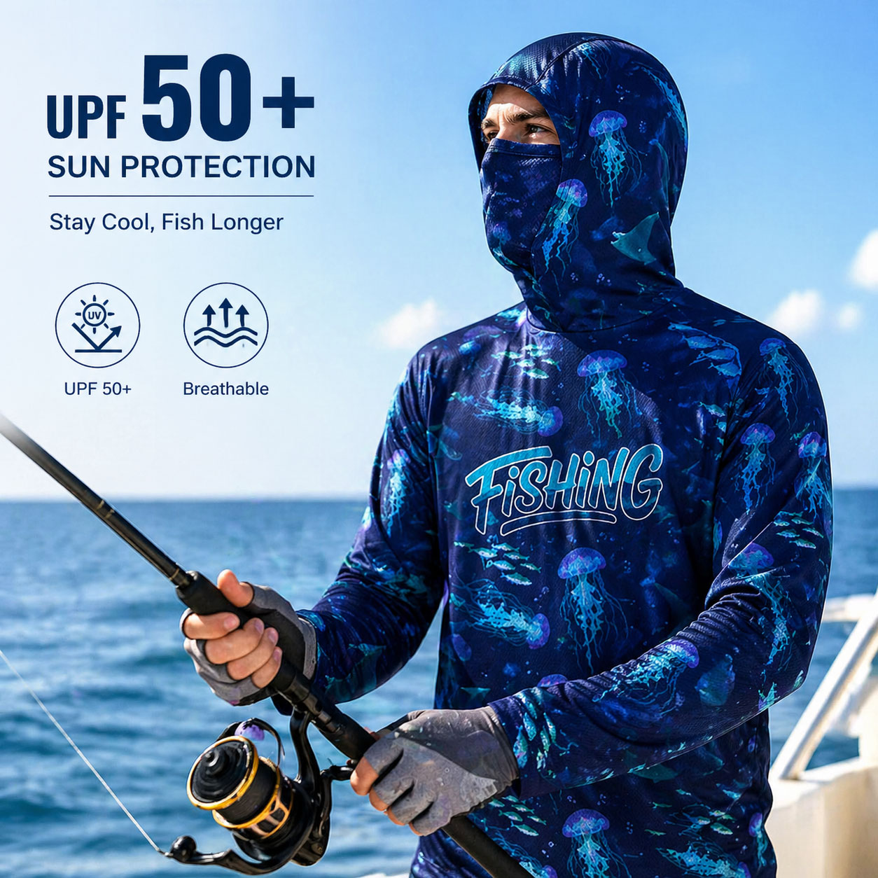Fishing Hood Riding Tops Wear  - Fishing Hoodie のレビューと価格