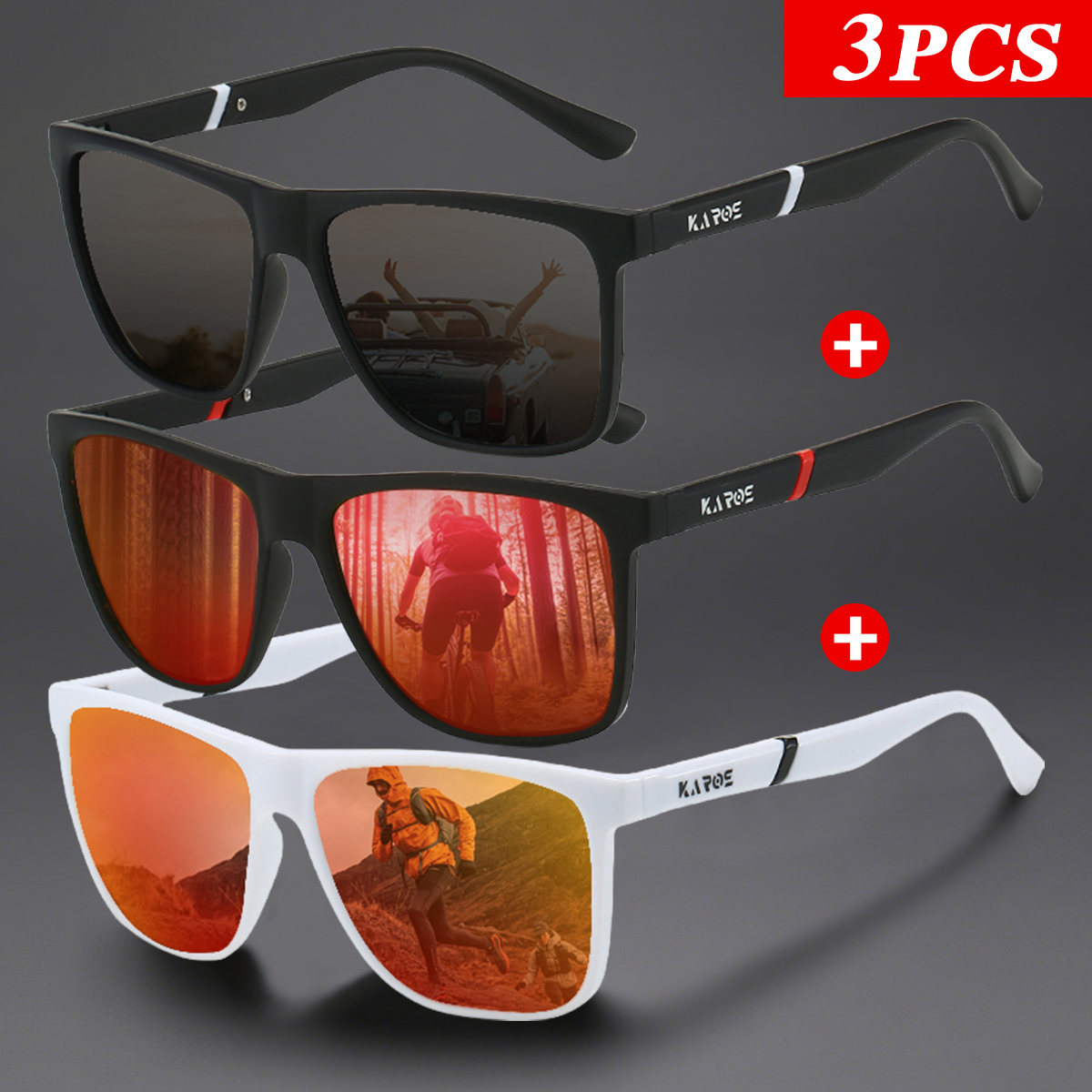 3Pcs/Set Karos Polarized Sungl - Fishing Sunglasses Polarized のレビューと価格
